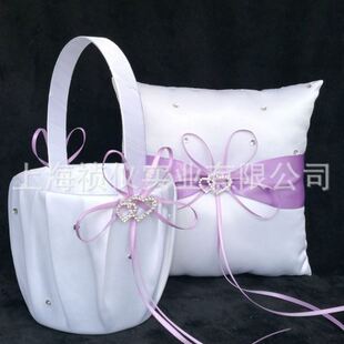 花篮 西式 新娘羽毛戒枕 婚礼用品 结婚用品 麻布婚礼套装