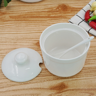 纯白调味料瓶罐陶瓷家用大小号盐罐子骨瓷有孔盖辣椒罐家用猪油碗