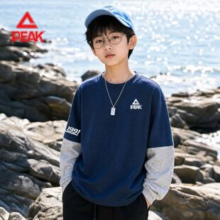 匹克童装儿童长袖T恤2026秋季新款青少年运动透气上衣纯棉打底衫