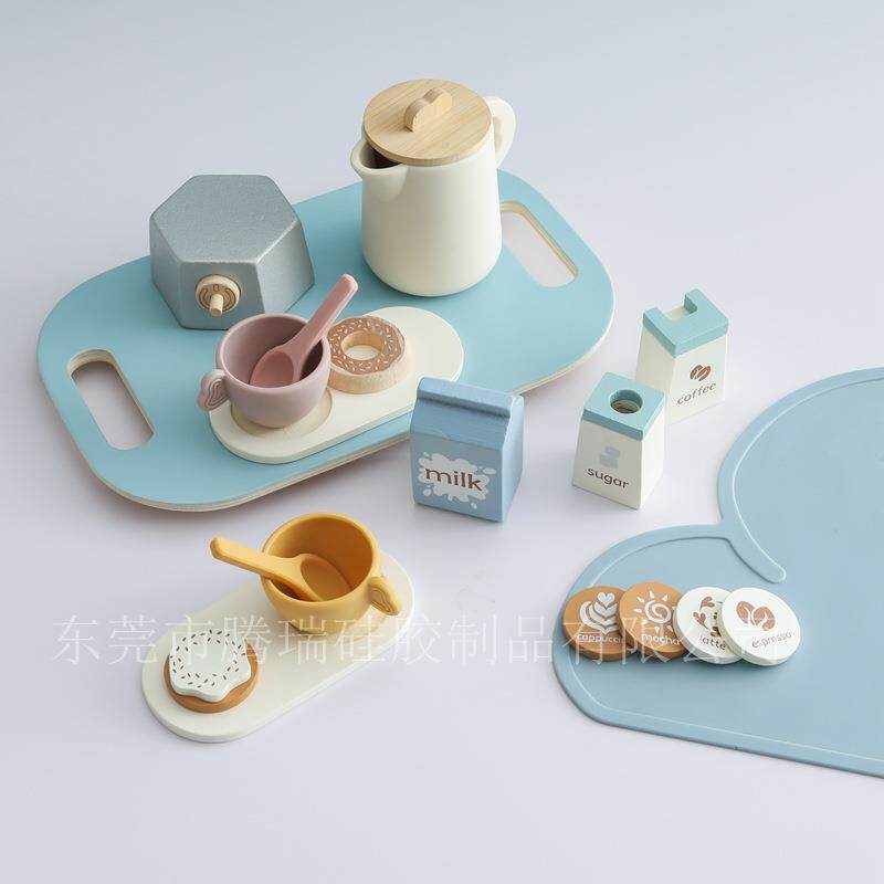 儿童过家家玩具女孩咖啡餐具下午茶套装木制仿真牛奶点心茶具组合