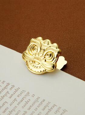 狮子手账夹金属文具固定夹子便签票据收纳夹锌合金试卷文件资料夹