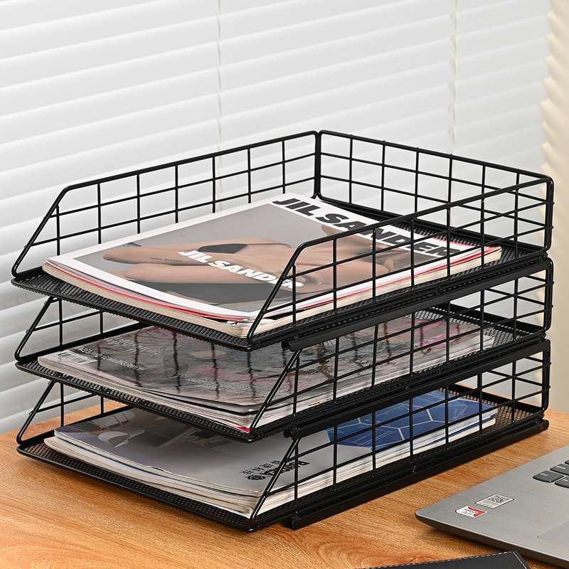 金属文件筐文件架办公室铁质多层文件夹档案收纳盒书架立式文件格