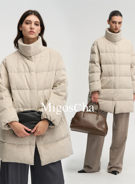 【朵姐臻选】原生100%绵羊毛无染色环保95三星鹅绒服中长款W35096