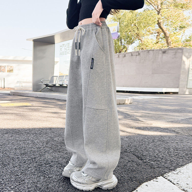 女童裤子春装2026新款卫裤春秋儿童弯刀裤小女孩直筒裤大童运动裤