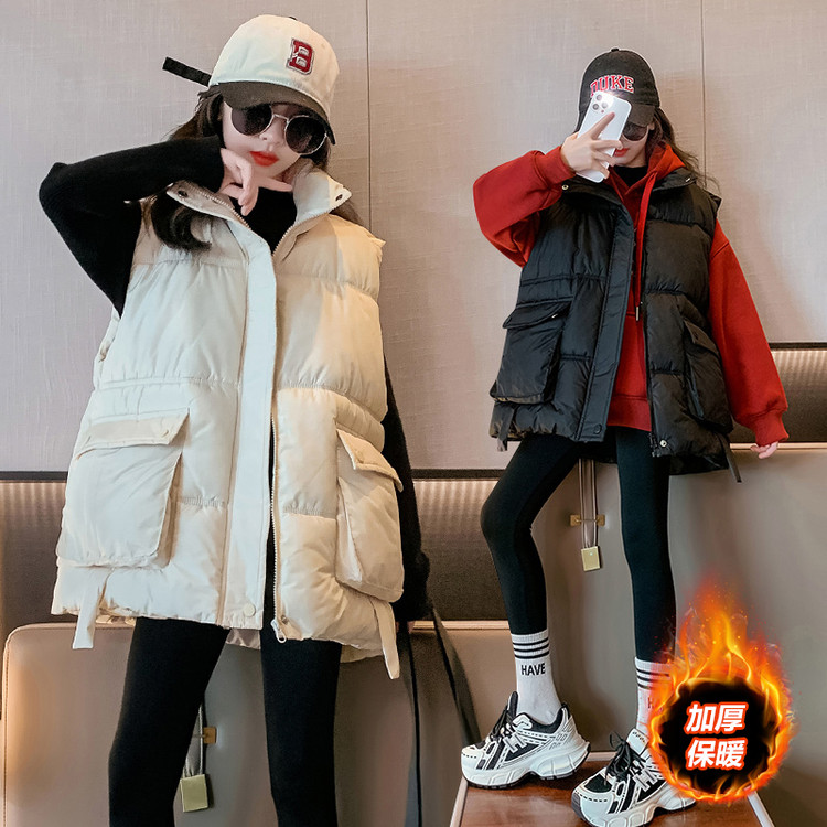 女童羽绒棉马甲秋冬加厚2025新款儿童背心冬季坎肩中大童外穿冬装