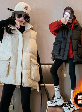 女童羽绒棉马甲秋冬加厚2025新款儿童背心冬季坎肩中大童外穿冬装
