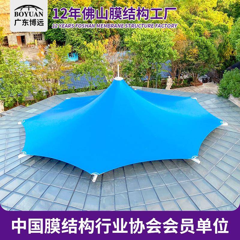 户外景观膜结构广场酒店钢结构屋顶遮阳张拉膜园林建筑看台停车棚