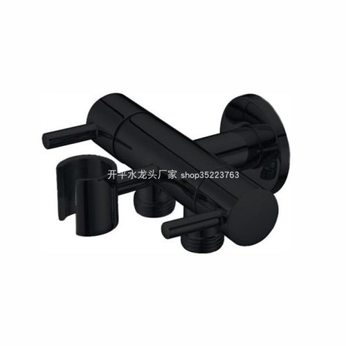 开平水龙头 双把双控水嘴 花洒插座 一进二出铜芯黑色水嘴7524