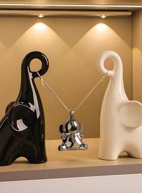 家居装饰品创意简约大象摆件客厅电视柜酒柜高级感新房.子小众乔