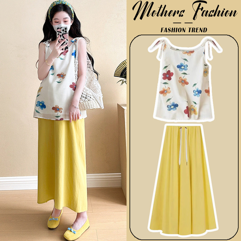 孕妇连衣裙套装夏季2024新款韩版时尚无袖薄款上衣半身裙两件套女,孕妇装/孕产妇用品/营养,连衣裙,淘宝优惠券,粉丝福利购,淘宝优惠卷