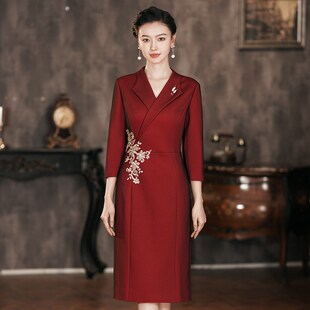 结婚礼妈妈礼服高贵喜服平时可穿春秋季喜婆婆婚宴装加肥大码旗袍