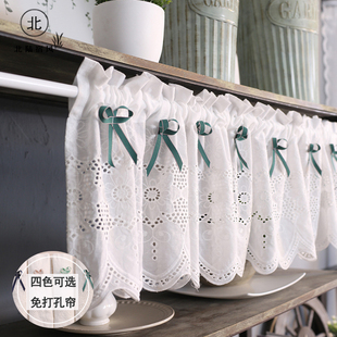 文艺幔帘窗帘门帘短款半帘美式白蕾丝厨房隔断帘橱柜窗洗手台遮帘