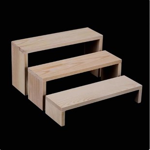 实木首饰展示架子木质高低阶梯式叠加娃娃手办公仔收纳展示柜道具