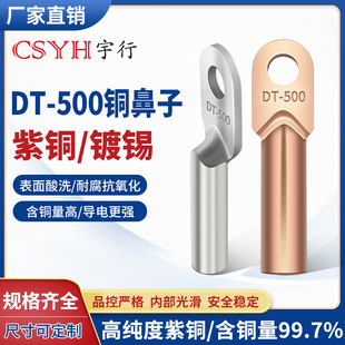 500铜鼻子紫铜接线端子铜线鼻子电缆线耳铜鼻子线耳接头镀锡