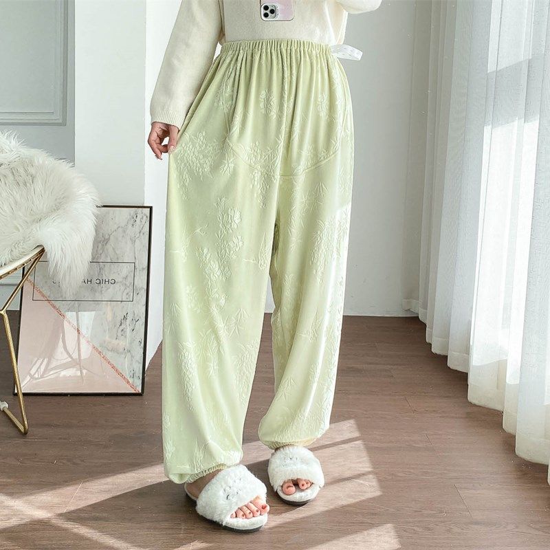 提花海岛绒高腰托腹睡裤女冬季加厚大码胖MM宽松孕妇保暖家居长裤,孕妇装/孕产妇用品/营养,孕妇休闲裤,淘宝优惠券,粉丝福利购,淘宝优惠卷
