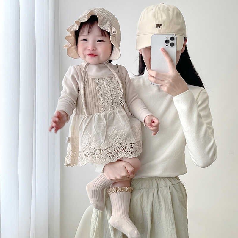 女宝宝秋装新款洋气套装婴儿春秋款甜美打底衫百搭吊带哈裙两件套