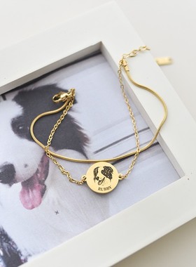 定制手链刻宠物猫狗图案照片礼物情侣朋友纪念品个性女士简约饰品