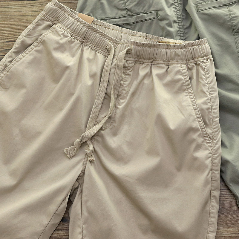 夏季休闲短裤男薄款宽松慵懒风运动裤弹力松紧腰抽绳五分裤男外穿