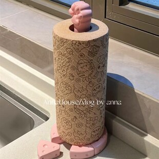 可爱猫爪纸巾架家用厨房少女心猫抓立式纸巾架保鲜膜收纳装饰摆件