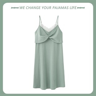 吊带睡裙女夏季2025新款无袖中长款休闲可外穿连体睡衣家居服裙子