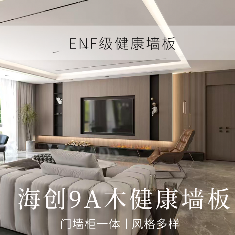 [ENF]海创电视背景墙意式轻奢沙发背景卧室墙裙高级护墙半山棕榆