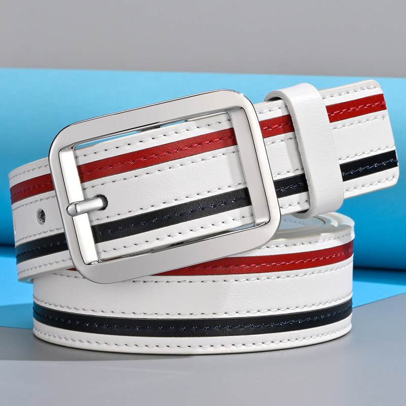 皮带男潮真皮个性针扣腰带女潮流时尚拼接年轻人配牛仔裤带男女款