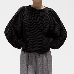 大码 2025新款 t恤夏罩衫 长袖 气质显瘦 防晒春季 不规则褶皱上衣女装