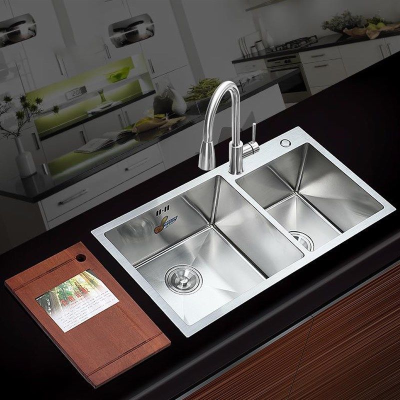 德国高档304不锈钢厨房拉丝水槽双槽加厚洗碗池洗菜盆手工槽套餐,家装主材,水槽套餐,淘宝优惠券,粉丝福利购,淘宝优惠卷