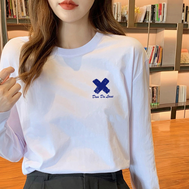早秋季白色纯棉长袖t恤女2024年新款打底衫内搭宽松时尚洋气时髦