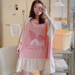 睡裙女夏季薄款孕妇睡衣裙宽松大码胖mm200斤裙子胖妹妹夏天春秋