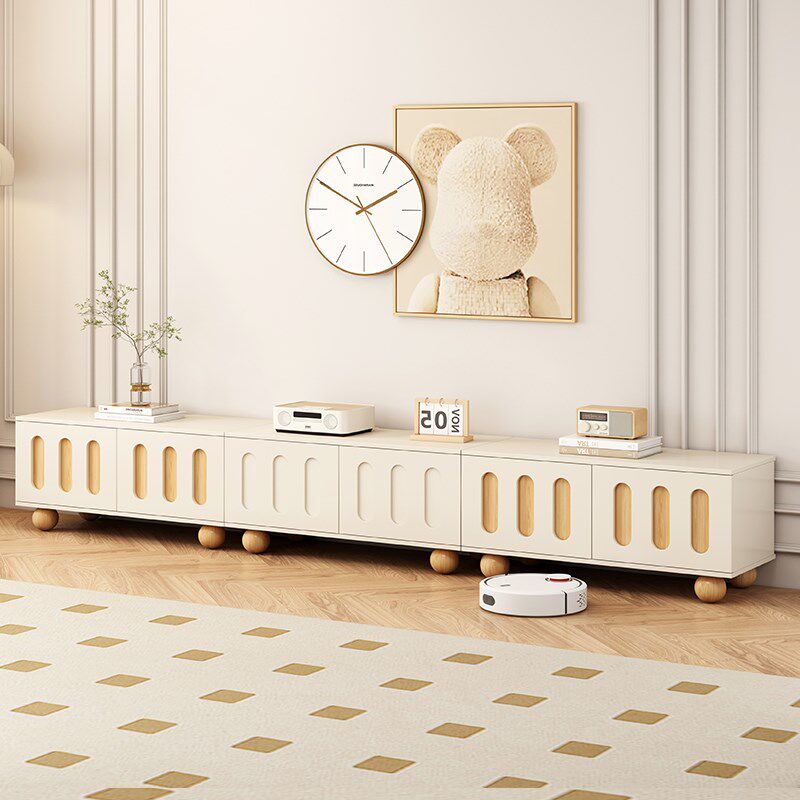 奶油风电视柜客厅家用2024新款小户型落地收纳储物柜一体电视机柜