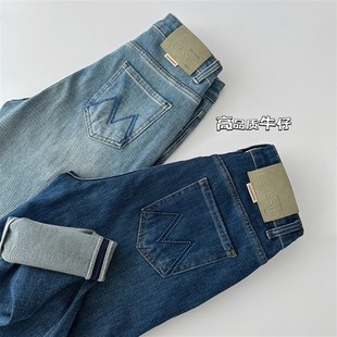 胖mm显瘦梨形身材弹力老爹裤 夏季 女大码 高腰哈伦直筒牛仔裤 子 新款