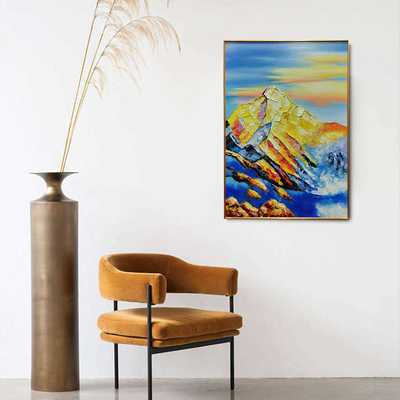 金色晚霞手绘抽象北欧肌理画油画装饰画挂画落地画玄关卧室壁画