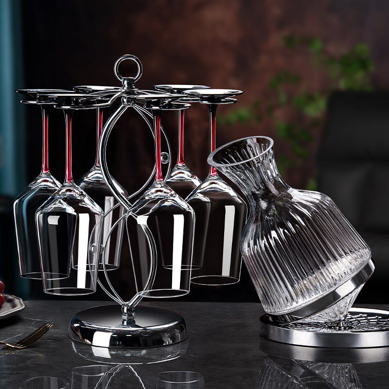 红酒杯轻奢高级感家用高脚葡萄酒杯高颜值红酒酒具三件套架子倒挂