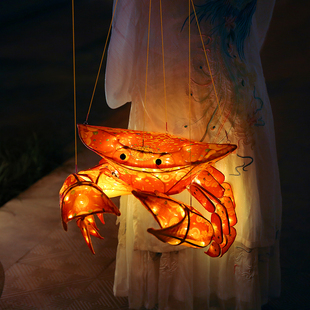 钳道人螃蟹花灯i 中秋节非遗竹编手工发光灯笼diy传统古风手提宫