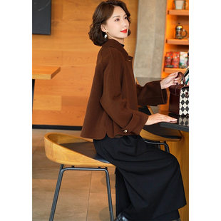 2024年秋冬新款高端双面羊毛大衣女短款高级感小个子毛呢外套韩版