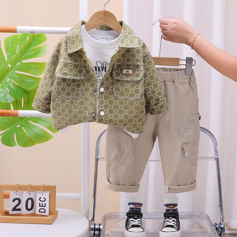 男童秋装套装2024新款儿童外套洋气春秋季宝宝帅气长袖夹克三件套
