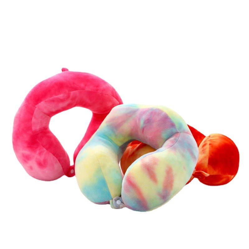 卡通旅行汽车颈枕扎染枕头车载靠枕  新款护颈枕扎染u型枕