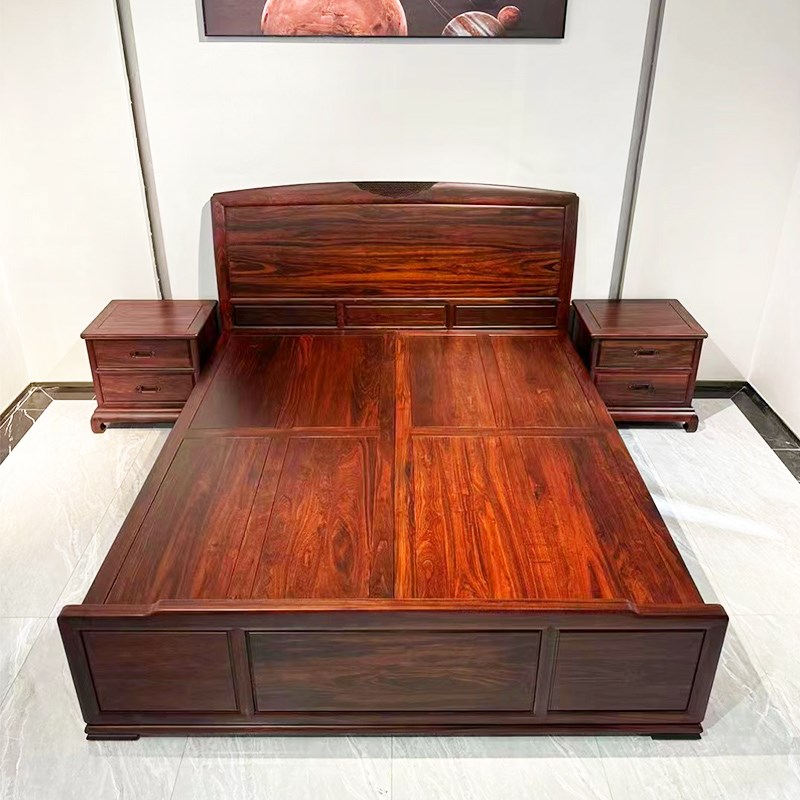 东阳红木大床柬埔寨黑酸枝双人床全实木卧室新古典大户型素面大床