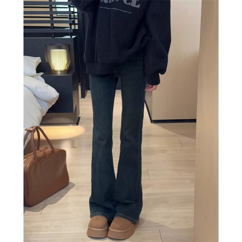 孕妇喇叭牛仔裤子秋季2024新款外穿显瘦打底裤Q秋冬加绒加厚拖地