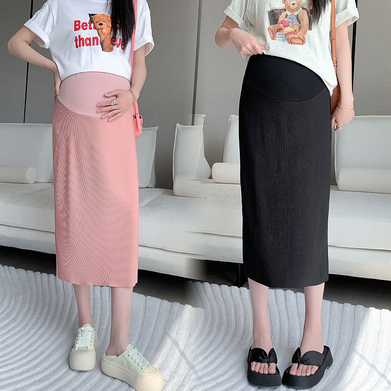 孕妇半身裙夏季女开m叉冰丝薄款外穿时尚韩版百搭垂感托腹裙子夏