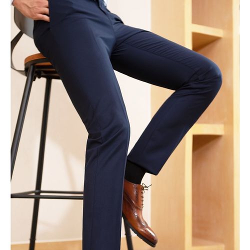 西裤男修身直筒商务休闲坠感西装裤秋季款免烫黑色职业正装裤子