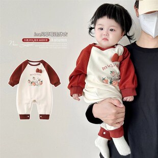 婴儿秋装连体衣洋气小月龄女宝宝衣服早秋幼儿公主哈衣爬服春秋季
