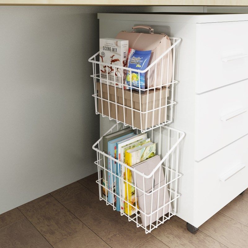 办公室电脑桌下置物架工位书桌边台面悬挂壁挂收纳神器免打孔挂篮