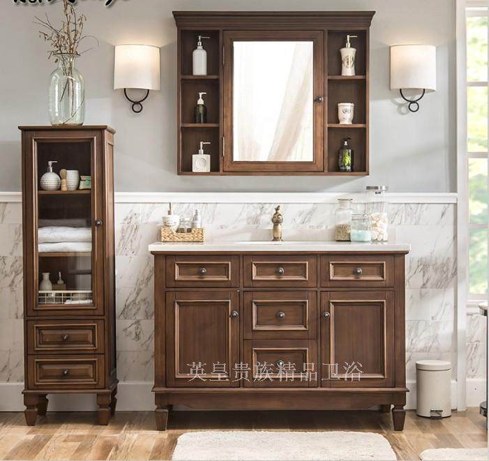 美式欧式仿古橡木实木浴室柜组合洗手盆洗脸盆柜卫浴柜落地柜8120,家装主材,浴室柜,淘宝优惠券,粉丝福利购,淘宝优惠卷