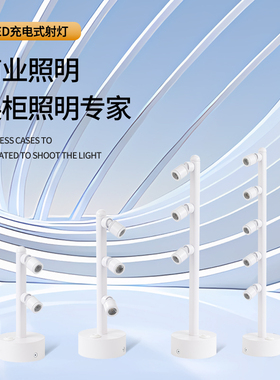 可充电led白色灯体珠宝柜台多头2W3W4W5W立杆无线射灯展会电池灯