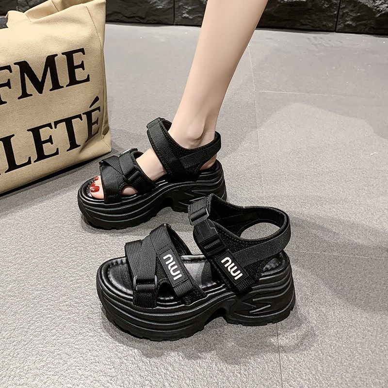 爆款运动凉鞋女2025夏季新款时尚厚底H松糕轻便增高休闲老爹沙滩,女鞋,时装凉鞋,淘宝优惠券,粉丝福利购,淘宝优惠卷