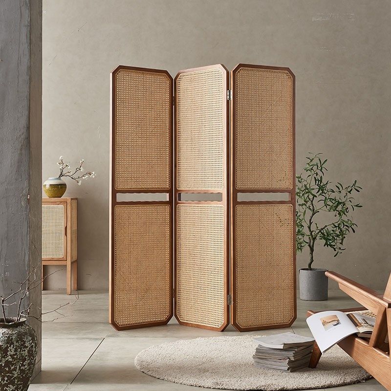 日式实木屏风可移动折叠藤编隔断客厅玄关遮M挡新中式进门装饰折,住宅家具,折屏,淘宝优惠券,粉丝福利购,淘宝优惠卷