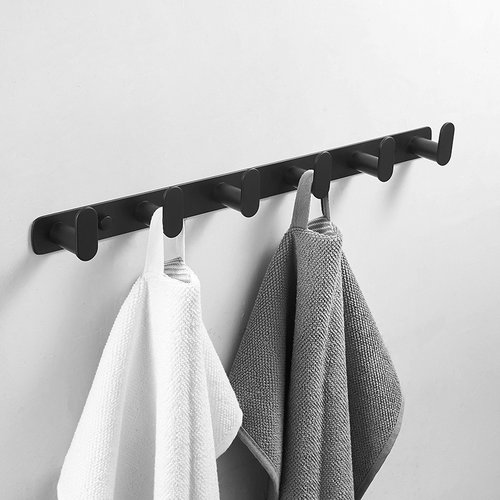 免打孔3b04不锈钢黑色挂衣钩酒店浴室排钩卫生间衣帽钩试衣间挂钩