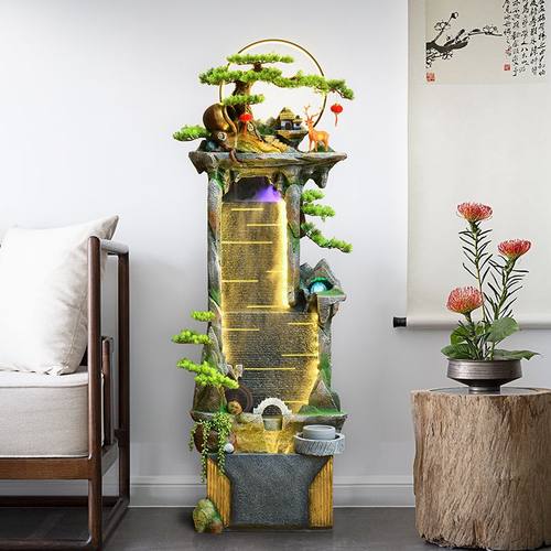 办公室招财假山流水摆件循环水y造景装饰品阳台喷泉水幕墙开业礼